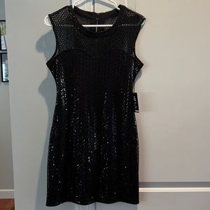 black sequin mini dress